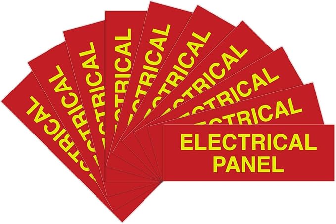 All Quality Basic Electrical Panel Sign - Fire Regulation Safety Compliance Sign - Red/Yellow - Medium (10 Pack)