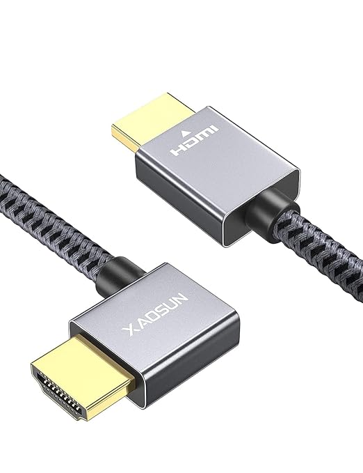 XAOSUN Right Angle HDMI 2.0 Cable 10 FT, 18Gbps High Speed HDMI Cord Support 4K@60Hz,3D 1080P,HDR,ARC,90 Degree HDMI Cable for MacBook pro 2023,Monitor,ps4/5,Xbox,Fire TV and More