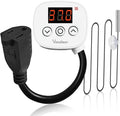 YeloDeer Digital Temperature Controller Outlet, Plug in Thermostat Switch 34-140°F, Timer Range 0h-10h,for Pipe Heating Reptile Greenhouse Aquarium Brewing Seedling Breeding and Hatching 110-120V 10A