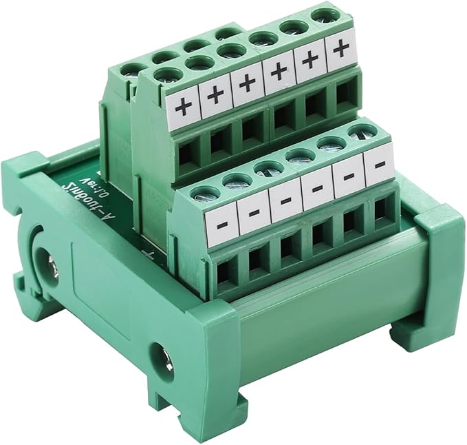 ANMBEST 2 in 6 Out Terminal Blocks Module, 25A DIN Rail and Panel Mounting Power Distribution Breakout Board for PLC Servo Power Amplifier