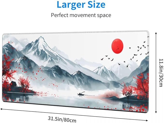 CANFLASHION Desk Pad,Office Desk Mat 31.5"×11.8" Large Gaming Mouse Pad,Durable Extended Computer Mouse Pad,Waterproof Thick Big Mouse Pads Non-Slip Rubber Base Office Home Japanese Mountain Sunset