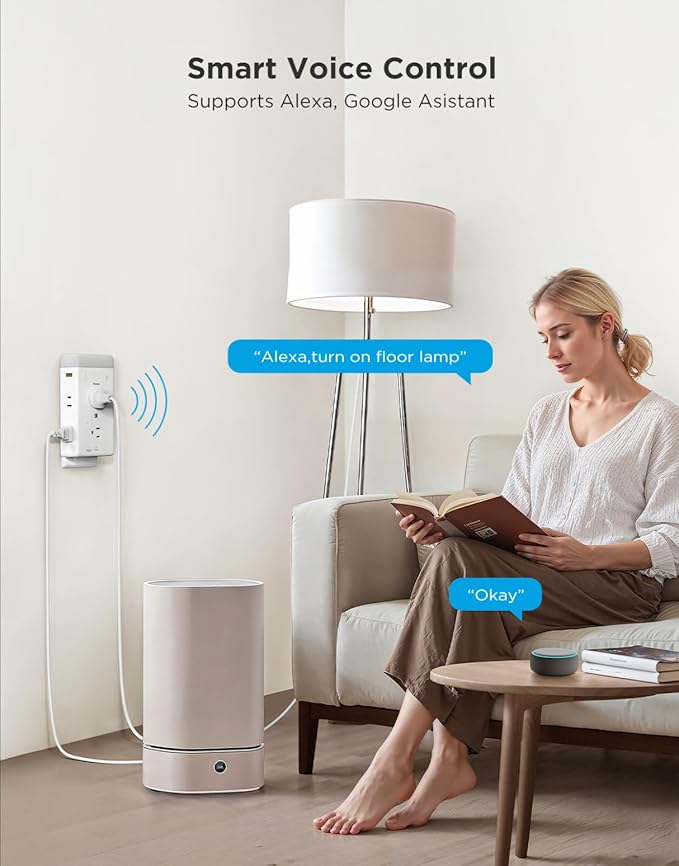 Govee Smart Plug Outlet Extender, 3-Sided Smart Power Strips with 2 Smart Outlets & 2 USB Ports with RGB Night Light, APP & Voice Control, Surge & Overload Protection for Home Office
