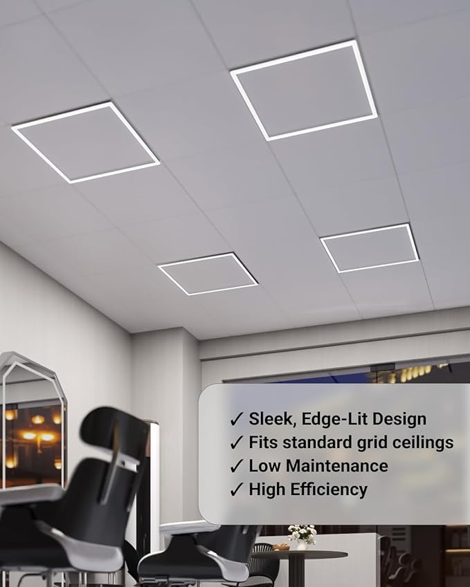 Sunco 12 Pack 2x2 Edge-Lit Frame LED Panel Lights, Drop Ceiling Flat Light Fixture, 5500 LM, Selectable Features, 30W/40W/50W, 4000K/5000K/6000K, Dimmable (0-10V) ETL