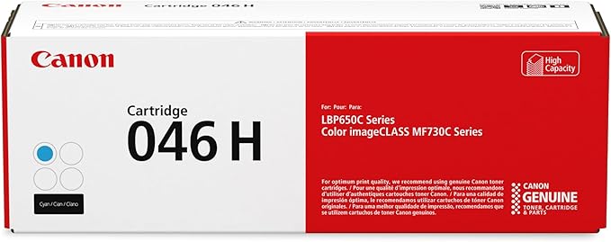 Canon Genuine 046 Cyan Toner Cartridge High Capacity Compatible with LBP654Cdw, MF731Cdw, MF733Cdw, MF735Cdw