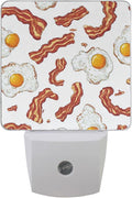 Pigsaly Led Night Light Vintage Bacon Tan Strips Fried Egg Night Light Plug in Wall Lamp Smart Dusk to Dawn Sensor Nightlight Led Lamp Energy Saving Lights Gift for Kids Room Bedroom Bathroom Hallway