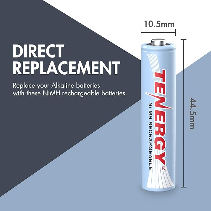 Tenergy TN145 8 Bay Charger and 8 Pack Rechargeable AAA Batteries, Independent Charging, UL & CE Certified