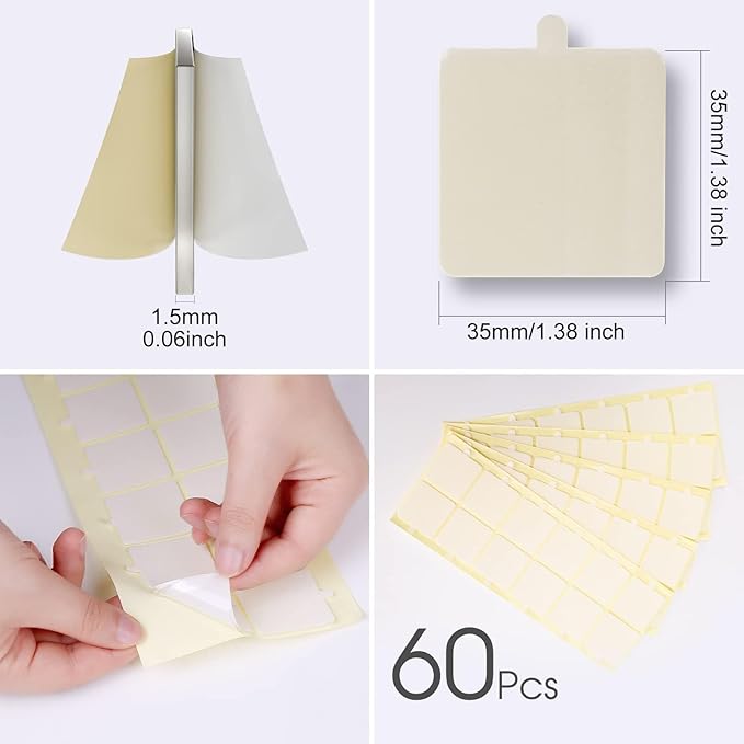 Sonicism Pyramid Sound Proof Foam Panels Double Sided Tape Squares 60 Pack, Heavy Duty Wall Mounting Tape Squares for Polyester Foam Acoustic Panels, 1.4-in Squares, Transparent