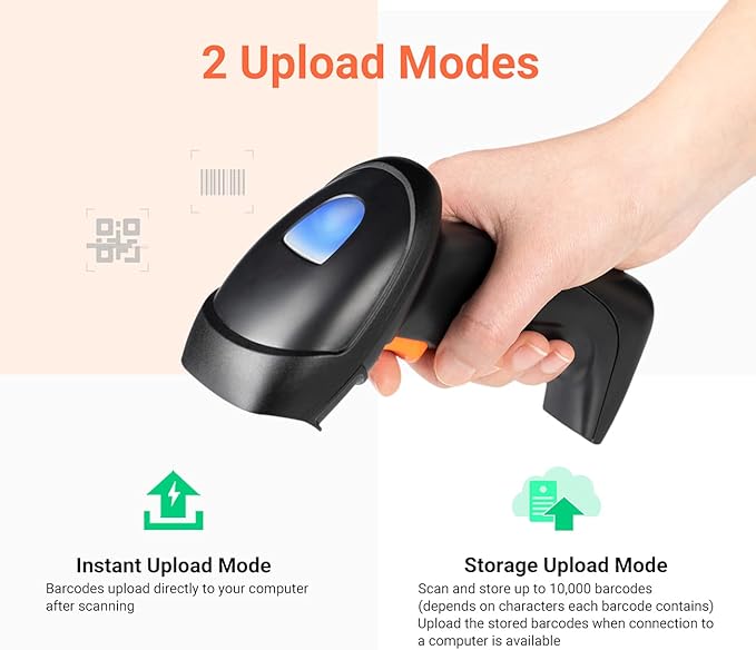 Tera Wireless 1D 2D QR Barcode Scanner with USB Charging Base Handheld Bar Code Reader Scanner Automatic Sensing Fast Precise Scanner HW0005