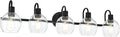 WINSHEN 5-Lights Black Bathroom Vanity Light Fixtures Over Mirror, Modern Vanity Wall Sconce Lighting with Globe Seeded Glass Lampshades for Bedroom Kitchen Hallway