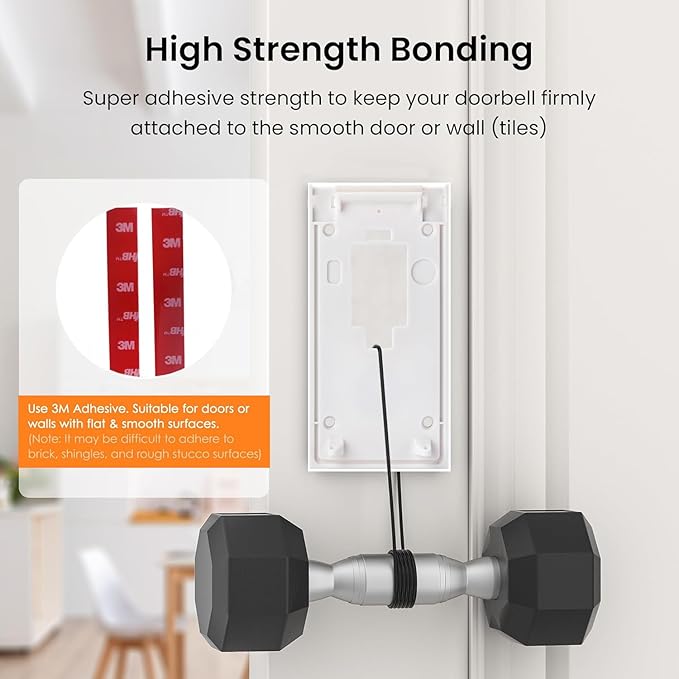 Fansoun No-Drill Adhesive Mount for Ring Video Doorbell (2nd Generation - 2020 Release), Mounting Bracket Accessories for Apartments Office Houses (White)