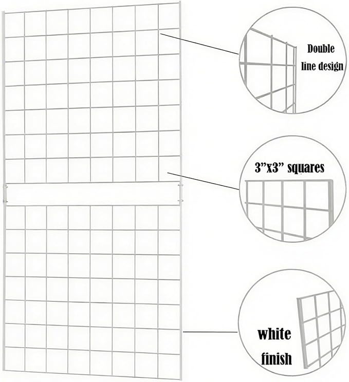 7RiversART Grid Wall Commercial Grade Gridwall Panels – Heavy Duty Grid Panel for Any Retail Display Wall Grid 2' Width x 4' Height, White (Pack of 3) Easily Portable