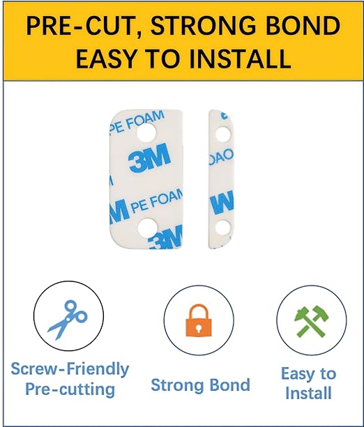 Adhesive Replacement Strips for Ring Contact Sensor 2nd Gen - Pre-Cut Double-Sided Tape 12-Pack (12Sensor&12Magnet Pads), No Cutting Needed, Secure Mounting for Door/Window Alarm Systems (24 Pack)