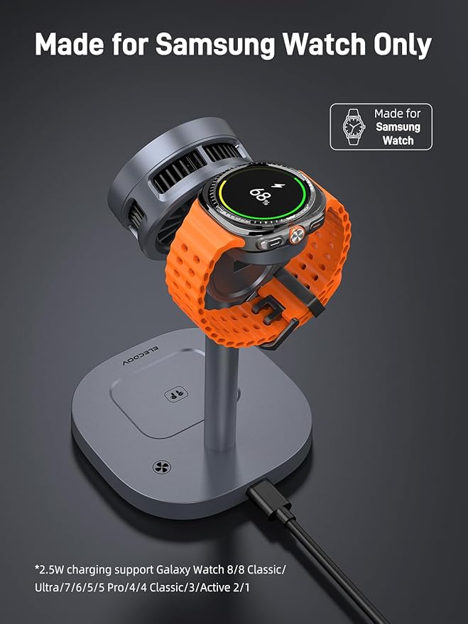 3 in 1 Magnetic Charging Station for Samsung, Qi2 Certified Phone-Cooling Magsafe Wireless Charger for Samsung Galaxy Z Fold 7/Flip 7/S25 Ultra/S24, Galaxy Watch 8/Ultra/7/6/5, Galaxy Buds 3 Pro/3