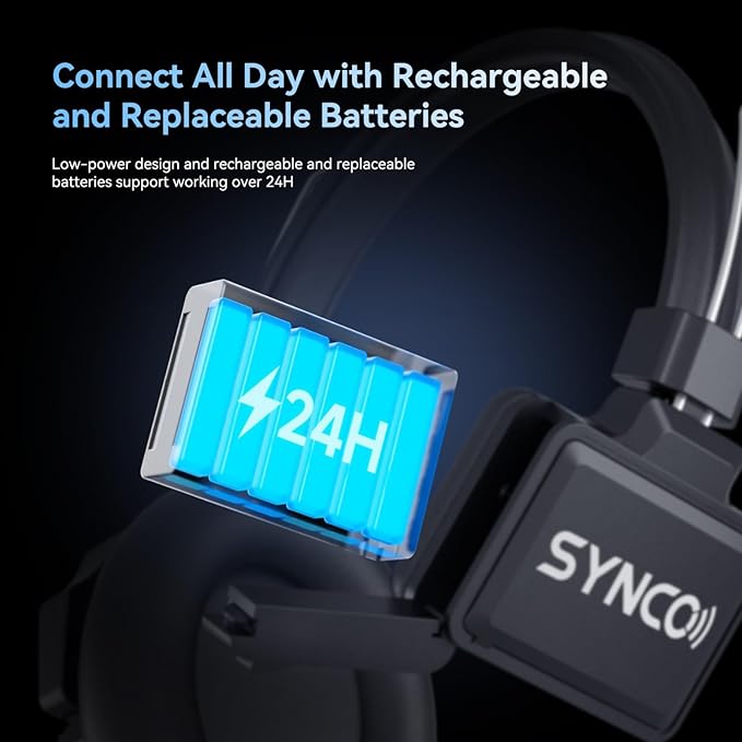 SYNCO XTalk Pro5 XPro X5 2.4GHz Wireless Headset Communication System Random Master Device 500m Operating Range Real-time Monitoring AI Noise Reduction Headset for Movie Shoot Live Show (5Pcs)