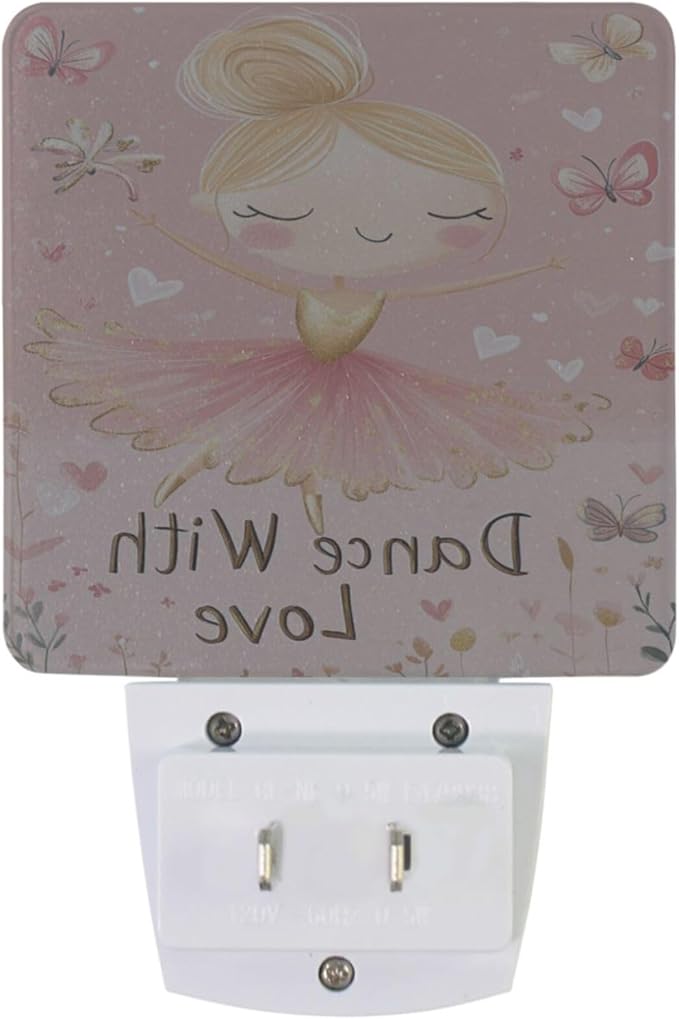 Pigsaly Led Night Light Ballerina Girl Gold Butterfly Night Light Plug in Wall Lamp Smart Dusk to Dawn Sensor Nightlight Led Lamp Energy Saving Lights Gift for Kids Room Bedroom Bathroom Hallway