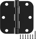 24 Pack Ball Bearing Door Hinges Matte Black 3.5 Inch 5/8"Radius Rounded Squeak Free Interior 3-1/2"Flat Iron Bifold Standard Office Bedroom Indoor for Doors 3 ½" Hardware Home House Decor Essentials