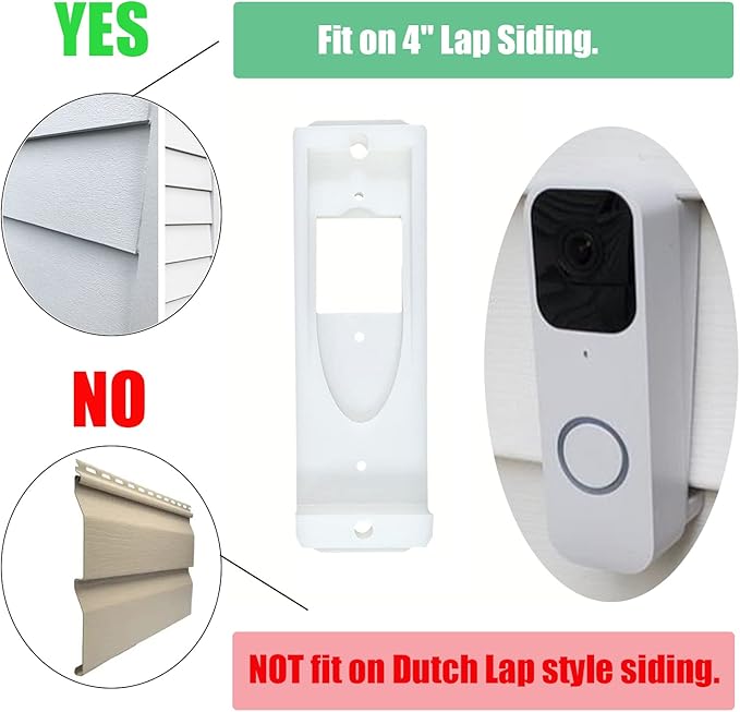TEYOUYI Vinyl Siding Mount for Blink Doorbell, Angle Mount Wedge for Blink Video Doorbell (4" Standard Vinyl, Hardi Board, Aluminum, Cedar White
