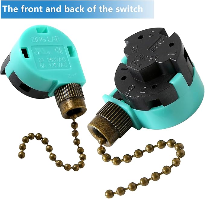 Ceiling Fan Switch ZE-268S6, Ceiling Fan Pull Switch, 4 Wire Fans Accessories Switch Compatible with Hunter Ceiling Fan Lights (Bronze Pull Chain)