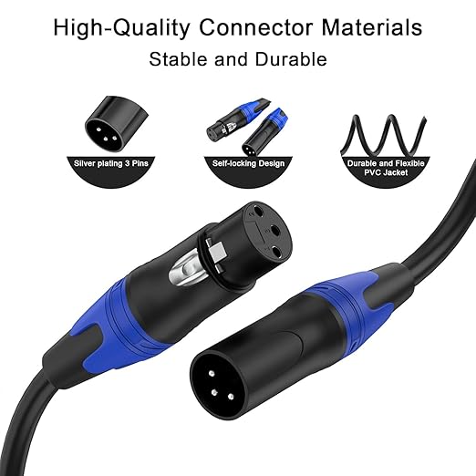 1 Male to 2 Female XLR Y Splitter Micrphone Cable,(11.8 inches / 2 Pack) 3pin Male to Dual Female Y-Splitter Balanced Mic Audio Cables for Stereo Mic to L & R Audio Track