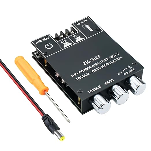 Hosyond ZK-502T 100W Bluetooth 5.0 Amplifier Board with Treble and Bass Control, TPA3116D2 50Wx2, Bluetooth AMP Board for Home Passive Speakers