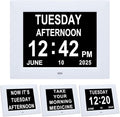 Jaihonda Dementia Clocks for Seniors Large Display Digital Clock with Date and Day of Week for Elderly 8 Alarm Options Digital Clocks with Large Number-7 Inch White