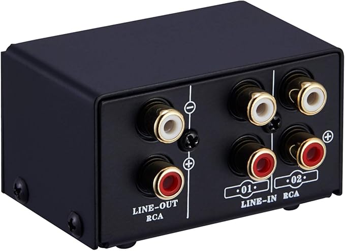 summina RCA Switch Audio Switcher RCA 2 in 1 Out / 1 in 2 Out A/B Switch Stereo Audio Splitter Box with No Distortion RCA Jack for Switching Between Computer Speakers and Headphones