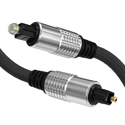 Cyberguys! Optical Audio Cable, Digital Optical Cable with Toslink Connectors, Braided Digital Audio Cables for Soundbar, TV, Receiver, Speaker, Xbox, PS5, Blu-Ray – Gold-Plated, 10ft
