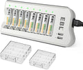 EBL Battery Charger and Rechargeable Batteries AA AAA - 8Bay Smart Charger with 2800mAh AA Rechargeable Batteries(4pcs) & AAA Battery Ni-MH Battery(4pcs) Combo