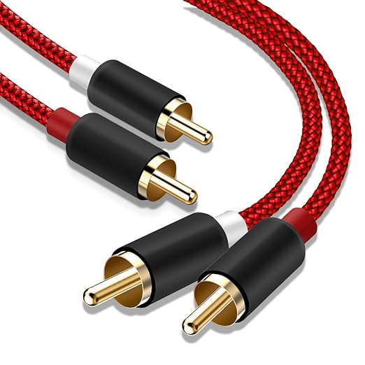 Goalfish RCA Cable, 10 FT 2-Male to 2-Male RCA Audio Cord Stereo Subwoofer Cable [2Pack, Hi-Fi Sound, Shielded] Auxiliary Cord for Home Theater, HDTV, Amplifiers, Hi-Fi Systems, Speakers-Red