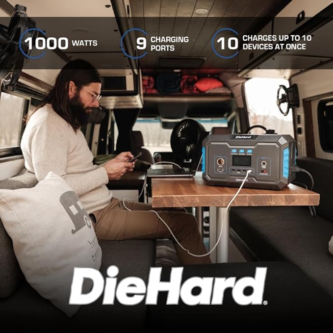DieHard Portable Power Station 1000-Watt (2000-Watt Peak) - Quiet, Lightweight Solution for Home Backup, Weather Emergencies, Outdoor Recreation, Jobsite