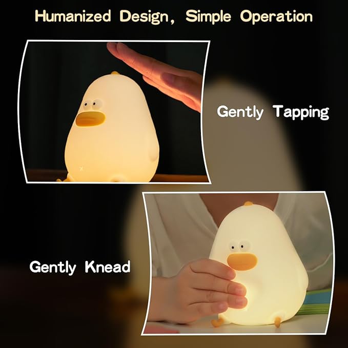 LEDHOLYT Night Light for Kids, Cute Silicone Nursery Chick Lamp for Baby and Toddler, Animal Night Light for Boys and Girls, Squishy Bedside Lamp for Kids Room