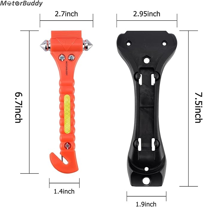 MOTORBUDDY 2-Pack Car Safety Hammer Seatbelt Cutter, Auto Emergency Escape Hammer with Window Glass Breaker and Seat Belt Cutter, Escape Tool for Car Accidents