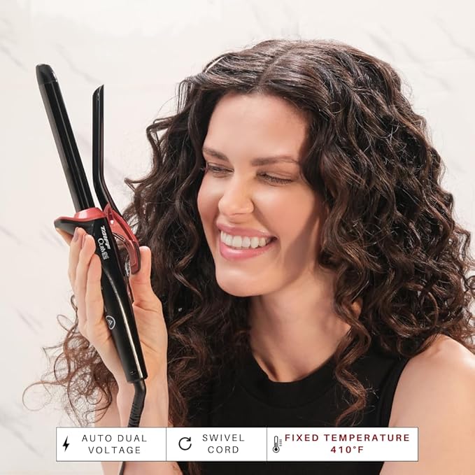 TAIFF Curves Professional Black Titanium Curling Iron – High-Performance Hair Curler & Rizadora para Cabello with Dual Voltage | Fixed Temperature 410°F | 3/4”