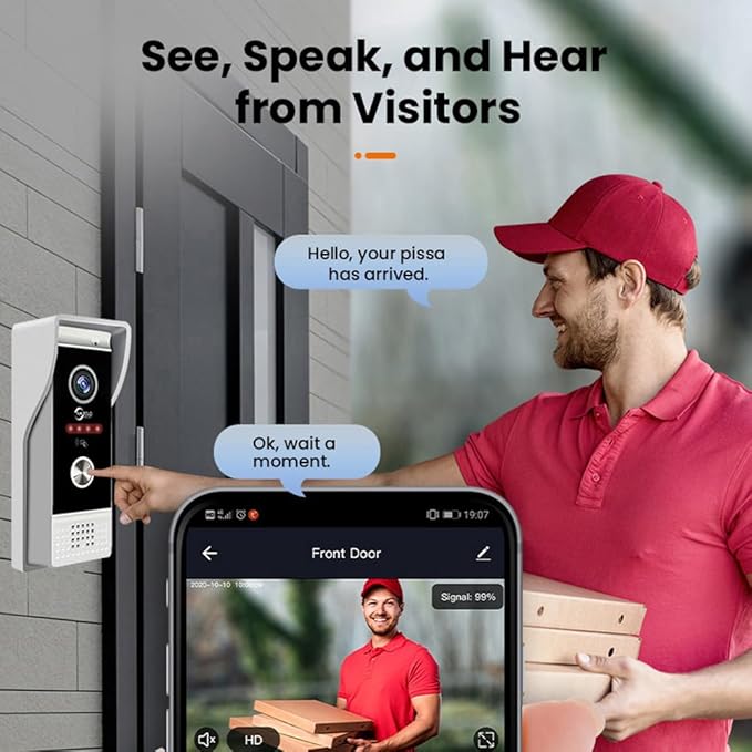 Wired Smart Video Apartments Intercom System,10 Inch Monitors with 1080P Doorbell Camera,3-in-1 Unlocking,TUYA WiFi Door Phone Kits, Ideal for Villas & Homes (1 doorbell + 1 Monitor)