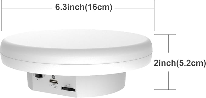 6.3 inch / 4.4LBS Load, 360 Degree Electronic Turntable Display Stand for Photography Products (16CM White)