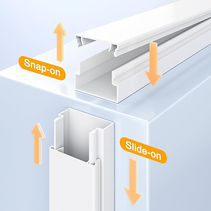 Delamu Cord Hider, 56.7in Cord Covers for 2-3 Wires on Wall, Paintable Cable Hider Wire Covers for Cords, Self-Adhesive Cable Cover Management, Easy Set-up Wires Hiders for TV, W0.95 x H0.55in, White