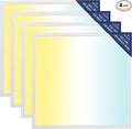 LUXRITE 2x2 FT LED Flat Panel Light, 5CCT Color Selectable 3000K 3500K 4000K 5000K 6500K, Wattage Selectable 20W/30W/40W, 5000 Lumens, LED Drop Ceiling Lights, 0-10V Dimmable, DLC & ETL (4 Pack)