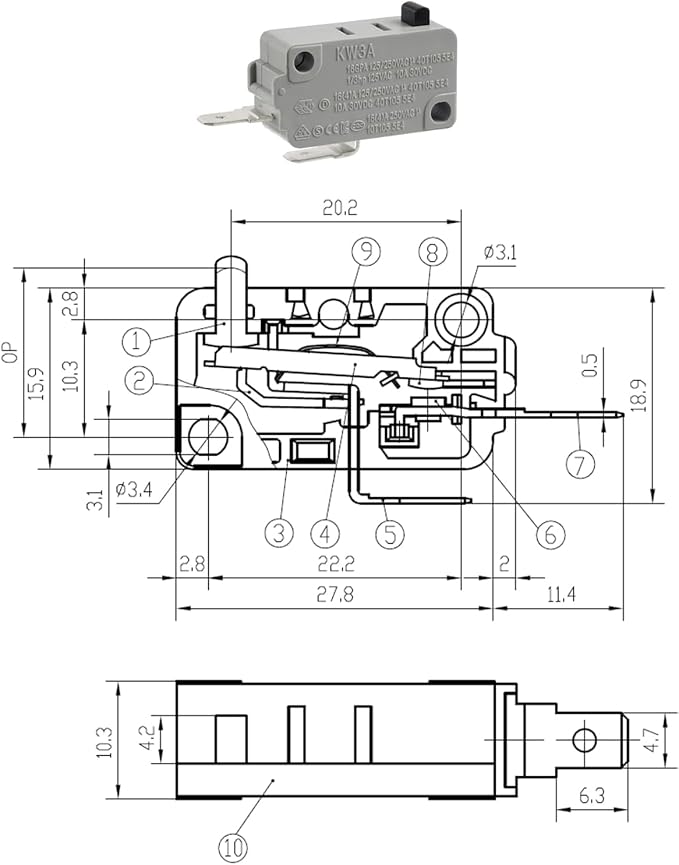 BOJACK Microwave Oven Door Switch KW3A 16A 125/250 V Door Interloc (Pack of 2 pcs Normally Open Switchs)