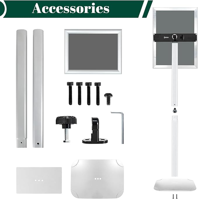 Mutualsign 3Pcs Heavy Duty Pedestal Sign Holder for Display, 8.5 x 11 inches Adjustable Floor Standing Sign Holder with Weighted Base ,Sign Stand for Indoor/Outdoor Advertising，Silver