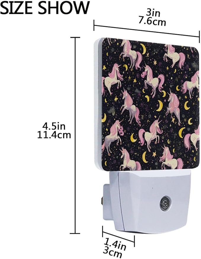 Pigsaly Led Night Light Unicorn Pink Horse Moon Night Light Plug in Wall Lamp Smart Dusk to Dawn Sensor Nightlight Led Lamp Energy Saving Lights Gift for Kids Room Bedroom Bathroom Hallway
