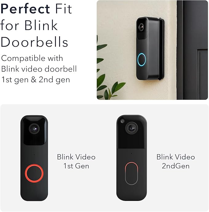 Wasserstein Horizontal Adjustable Angle Mount & Wall Plate Compatible with Blink Video Doorbell (1st Gen & 2nd Gen) - 35° to 55° Adjustable Wedge Mount for Blink Doorbell Camera (Black)