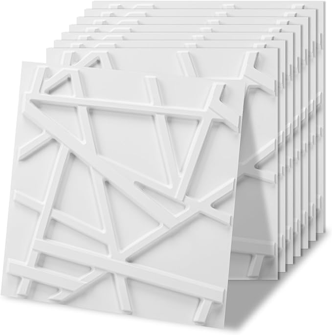 Art3d 100 Pack Decorative 3D Wall Panels, 97 Sq.Feet PVC Interior Wall Décor, 11.8"x11.8", White