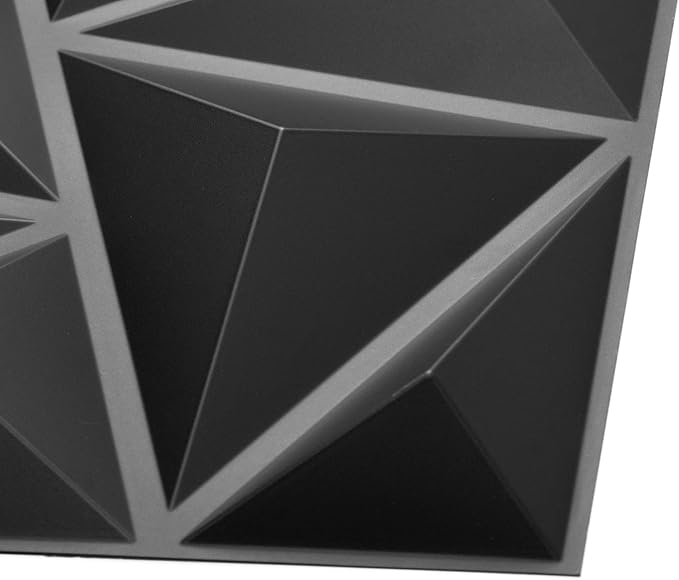Art3d 3D Wall Panels 20 Pack, 11.8" x 11.8" (19 Sq.ft) PVC Wall Panels, Glue Up Wall Decor for Living Room, Bedroom, Office, Black