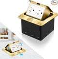 Vagueior Recessed Floor Electrical Outlet Kit,Waterproof Electrical Outlet Covcer Box,Hidden 20A Tamper-Resistant Receptacle Outlet,with Slow Elastic Damping，ETL Certified,Gold(1 Pack)