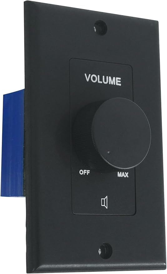 Rockville VOL70200 Black 200W 70V Volume Control Zone Controller, Single Gang, 12-Step Attenuation, Detachable Euro-Block, for Multi-Zone Audio Systems