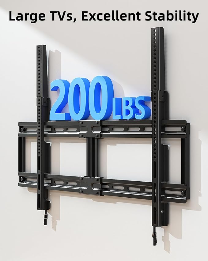 HOME VISION Ultra Slim Fixed TV Wall Mount Bracket for 42-100 Inch Flat/Curved Screens, Max VESA 800x600mm, 200lbs Capacity, 0.86" Low Profile, Universal, Heavy Duty, HV8802