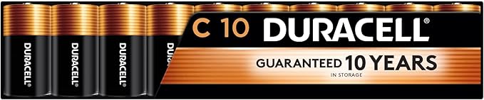 Duracell Coppertop C Batteries, 10 Count (Pack of 1), C Battery with Long-lasting Power, All-Purpose Alkaline Battery for Household and Office Devices