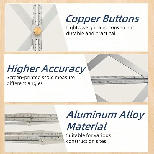 Premium Corner Angle Finder, Protractor Angle Finder Tool, Miter Angle Finder for Precise Cuts and Corner Measurements, Aluminum Alloy Build (Aluminum-Short)
