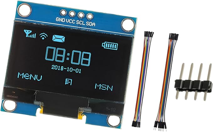 JAMHER 1.3 Inch I2C IIC OLED Display Module 128x64 Pixel Mini Self-Luminous Display Screen Board for Arduino Projects Raspberry Pi with Wire(1Pack Blue)