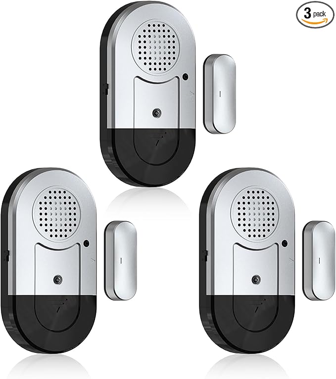 Sanjie Door Alarms When Opened,Door Window Alarm Sensors for Kids Safety/Home Security/Pool/Garage/Dementia/Toddler/Travel Security,Easy to Install,Volume Control/Loud Alert,Long Battery Life,3 Pack